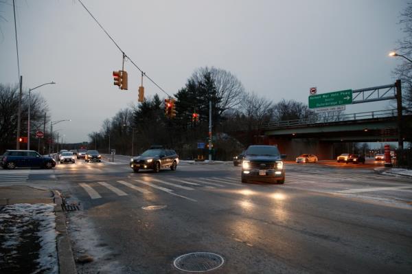 Guy Seth and his 6-year-old daughter Zoey were crossing the street inside of the designated crosswalk at the intersection of Arthur Kill Road and Drumgoole Road on Staten Island Jan. 9 when they were struck by a black truck, police said. This is a photo of the busy intersection.